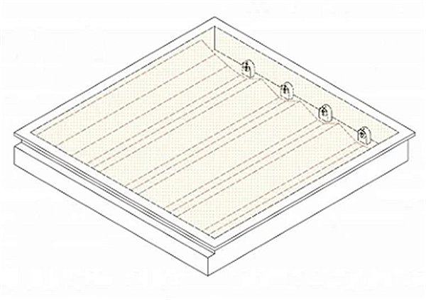 Luminária de embutir alto rendimento fechada com difusor transparente para 4 lâmpadas 9/10W 60cm.