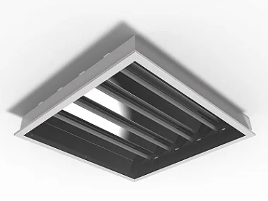 Luminária de embutir alto rendimento fechada com difusor transparente para 4 lâmpadas T5 28/54W 120cm.
