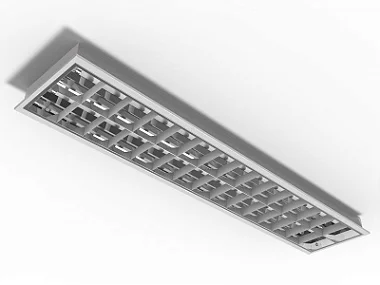 Luminária de embutir alto rendimento com aletas planas brancas para 2 lâmpadas T5 28/54W 120cm.