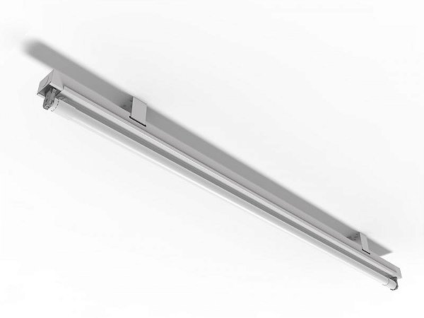 Luminária de sobrepor  com tampa e furação para eletroduto de 1/2 polegada para 1 lâmpada 18/20W 120cm.