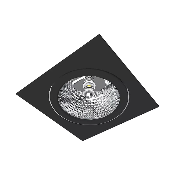 Spot de Embutir Face Reta Quadrado PAR20 12x15x12cm Metal Preto.