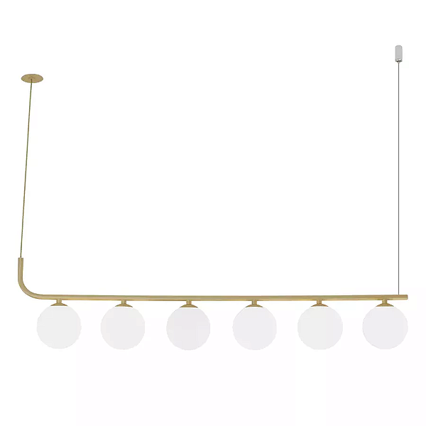 Pendente com 6 globos Moon 15x118x12cm Aluminio Dourado e Vidro.