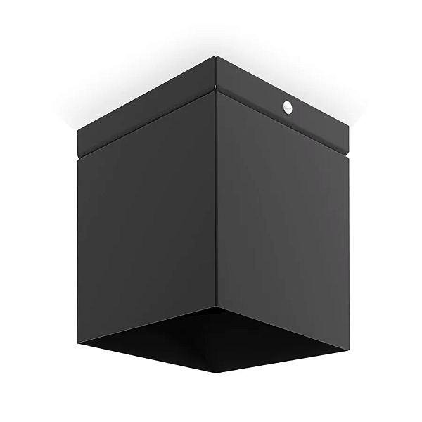 Plafon de Sobrepor Focus Quadrado Dicroica PAR16 11,5x7,6x7,6cm Alumínio Preto.