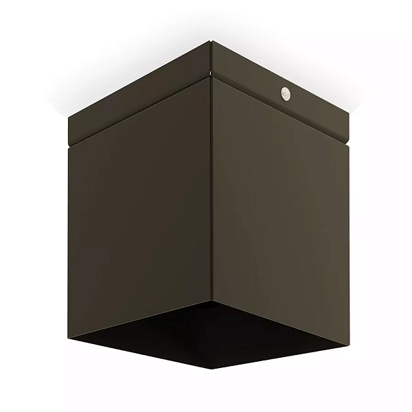 Plafon de Sobrepor Focus Quadrado Dicroica PAR16 11,5x7,6x7,6cm Alumínio Café.