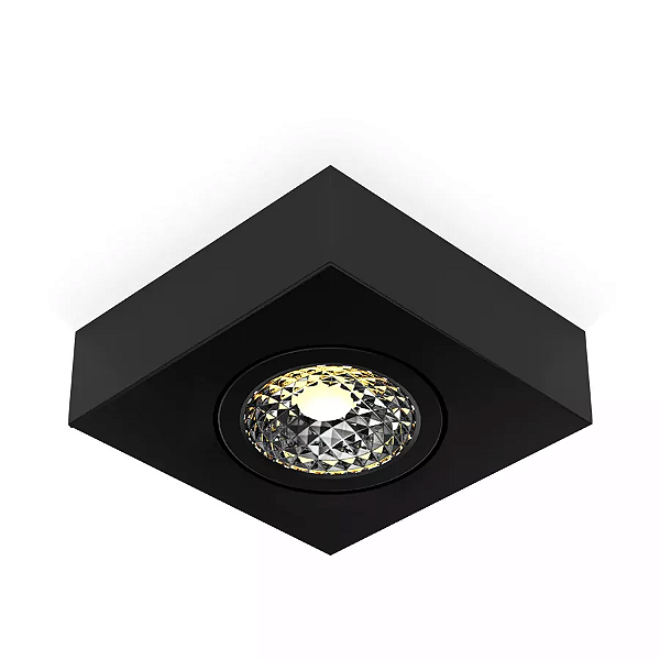 Plafon de Sobrepor Box Quadrado AR70 12x12x8,2cm Metal Preto.