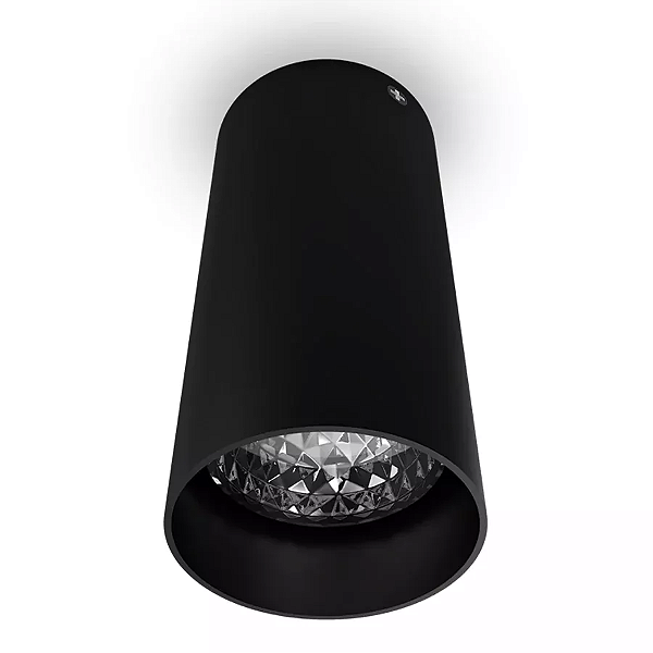 Plafon de Sobrepor Tube Redondo PAR30 Ø10,1x12,3cm Metal Preto.