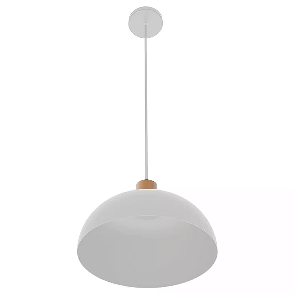 Pendente Safira Ø27x16cm Metal Branco e Cobre.