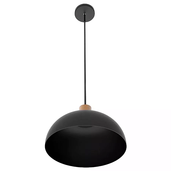 Pendente Safira Ø27x16cm Metal Preto e Cobre.