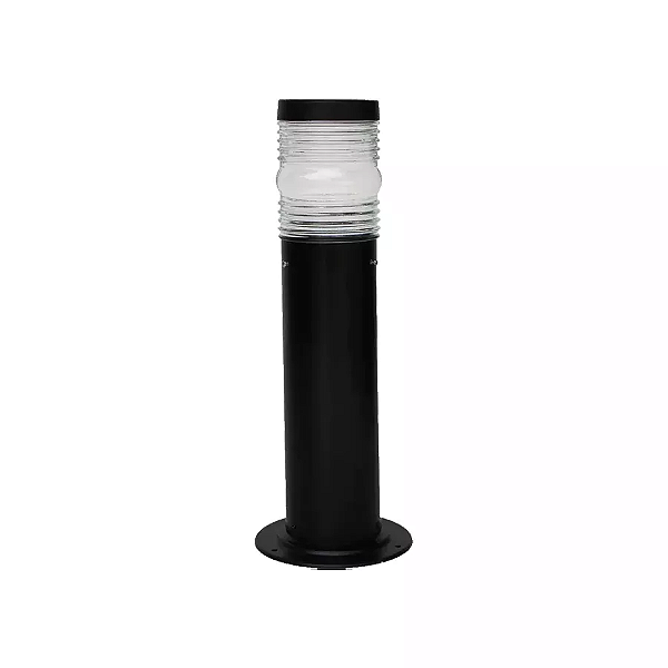 Poste Balizador Aura Cilíndrico Externo 50xØ10cm Alumínio Preto e Vidro.