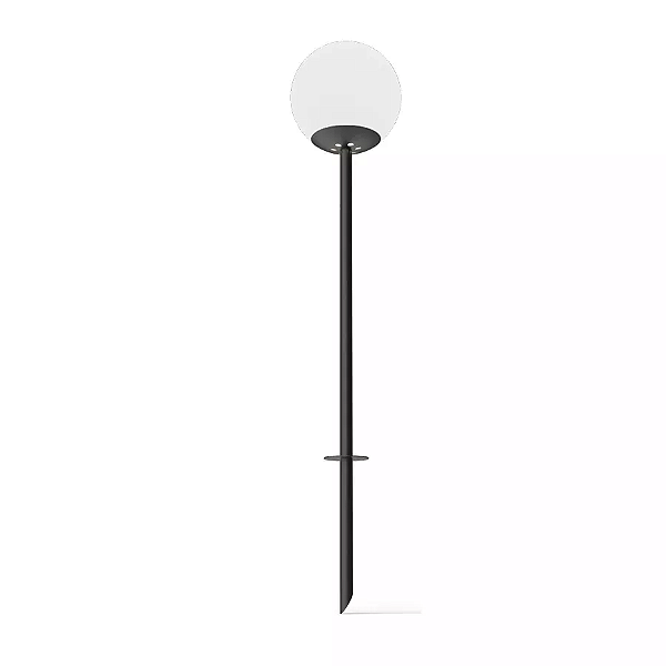 Balizador de Solo Chão Esfera Halopin 65x12x15,2cm Metal e Vidro Preto Fosco.