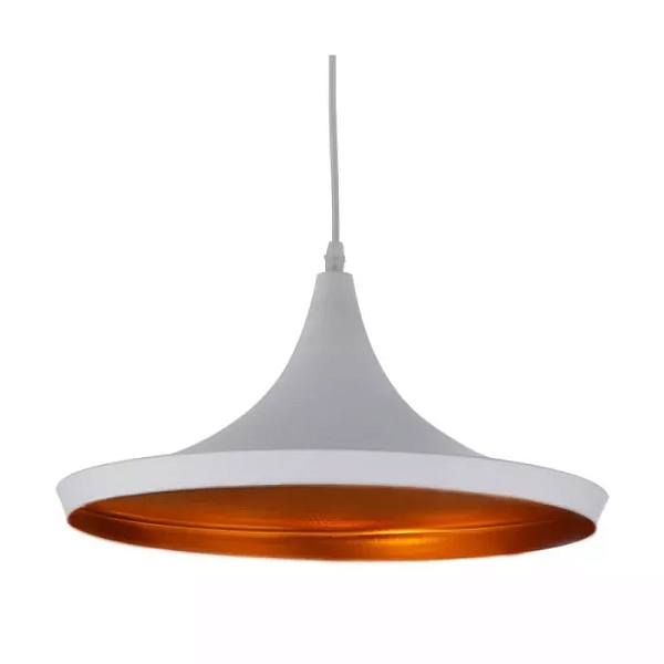 Pendente Ibiza Ø36x17cm Alumínio Branco e Cobre.