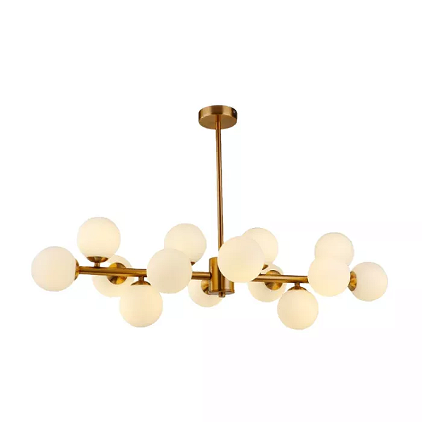 Pendente Luna Retangular 54x86x42cm Metal e Vidro Dourado e Fosco.