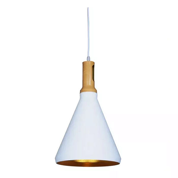 Pendente Aghata Cônico Ø24x40cm Alumínio Branco e Cobre.