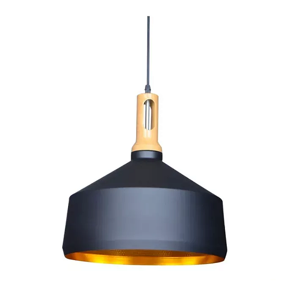 Pendente Gold Ø33x30cm Alumínio Preto e Cobre.