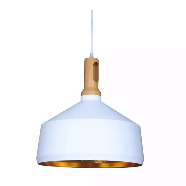 Pendente Gold Ø33x30cm Alumínio Branco e Cobre.
