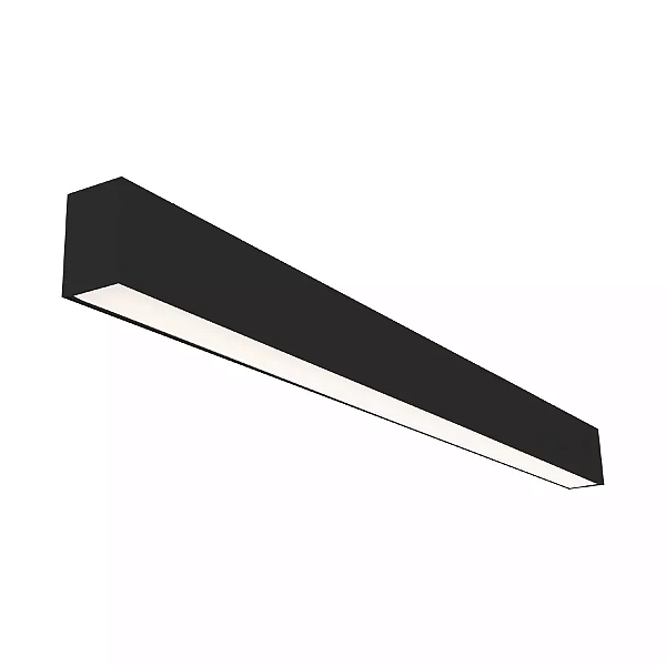 Luminária Linear preta sem gancho para 2 lâmpadas 18/20W 120cm.