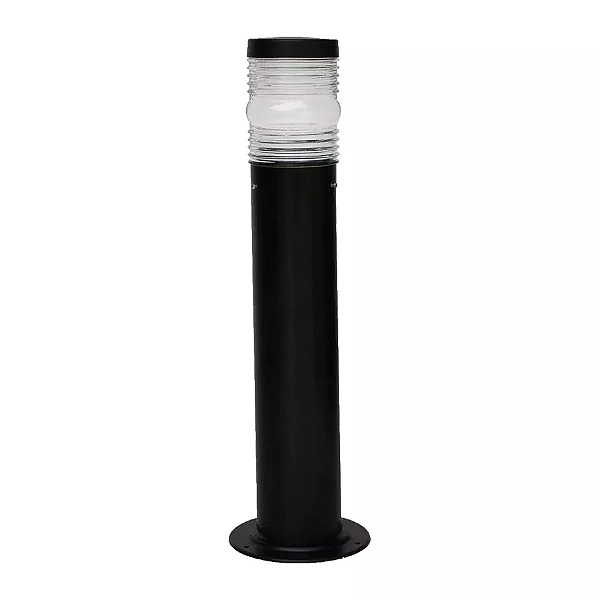 Poste Balizador Aura Cilíndrico Externo 80xØ10cm Alumínio e Vidro Preto.