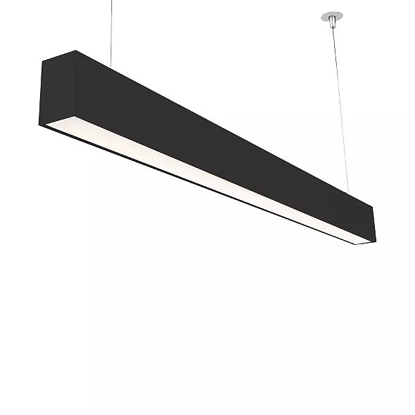Pendente Linear 8,4x124x8cm Metal Preto para 2 lâmpadas 18/20W 120cm.