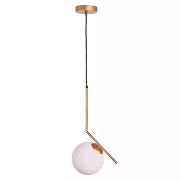 Pendente Esfera 50x126x42cm Metal Dourado e Vidro Fosco.