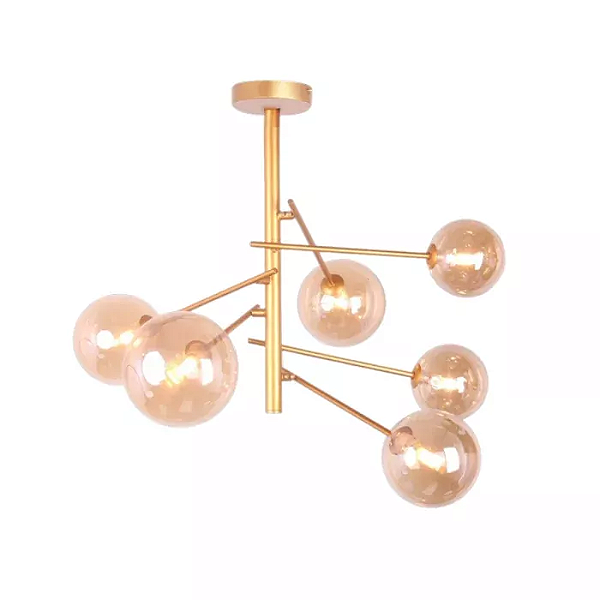 Pendente Sicília Ø63x81cm Metal e Vidro Dourado.