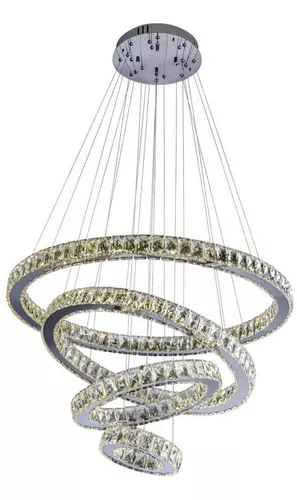 Lustre Tokyo LED 132W 4000K cristal 4 aros 800X600X400mm bivolt.
