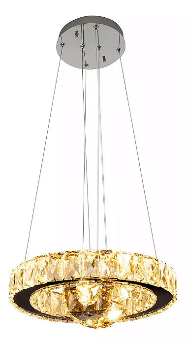 Lustre Tokyo LED 24W 4000K cristal 2 aros 130x30mm bivolt.