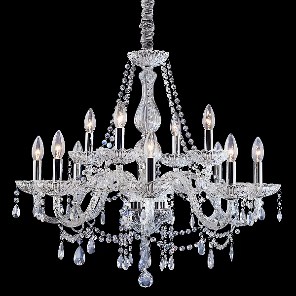 Lustre 12 Braços Cristal K9 Legítimo Clássico Maria Thereza Transparente E-14 Bivolt.