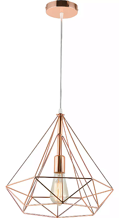 Luminária Pendente De Teto Tetra 37,5cm 1 Luz E27 Cor Cobre.