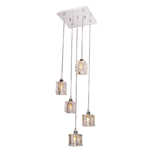 Pendente Frost transparente 5 Luzes G9 231X231MM.