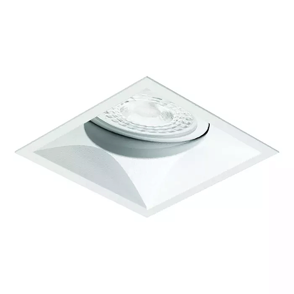 Embutido Microborda branco fosco Nya Quadrado Facho Orientável Dicroica PAR16 7,4x7,4x8,8cm Alumínio.