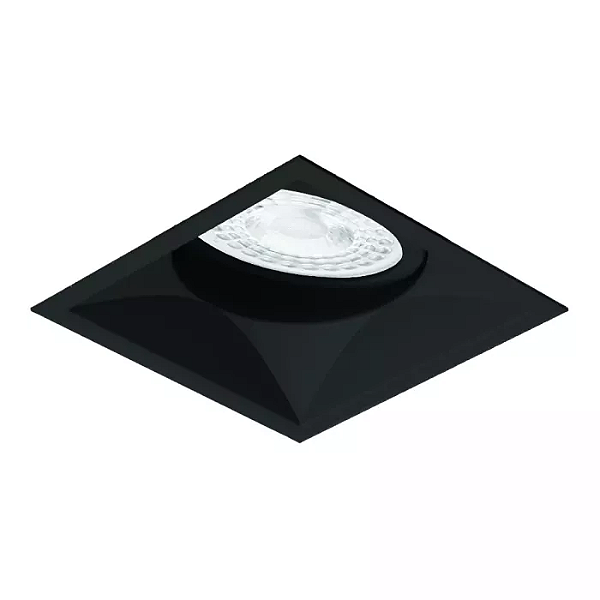 Embutido Microborda preto fosco Nya Quadrado Facho Orientável Dicroica PAR16 7,4x7,4x8,8cm Alumínio.