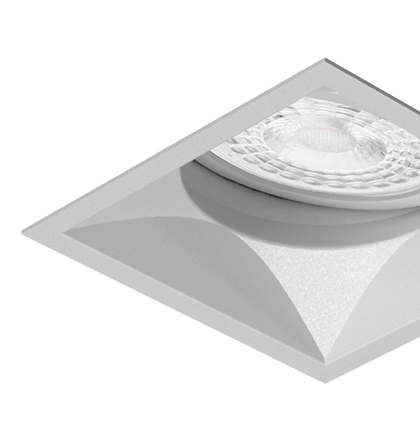 Embutido Microborda Alumínio Metálico Microtexturizado Nya Quadrado Facho Orientável Dicroica PAR16 7,4x7,4x8,8cm Alumínio.