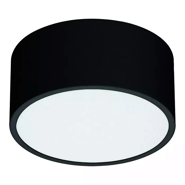 Plafon preto fosco de Sobrepor Ideia Redondo Ø19x9cm Alumínio.