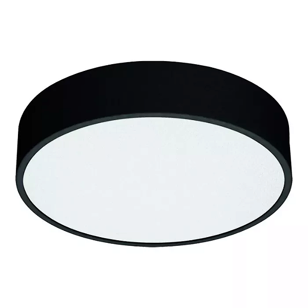 Plafon de Sobrepor Preto Acetinado Ideia Redondo P/ 4 lâmpadas E-27 Ø28x9cm Alumínio.