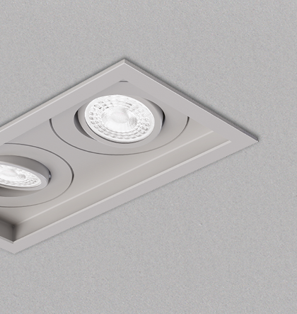 Spot de Embutir Prata Acetinado Sura Retangular Duplo PAR20 26,7x14,5x12,7cm Alumínio.