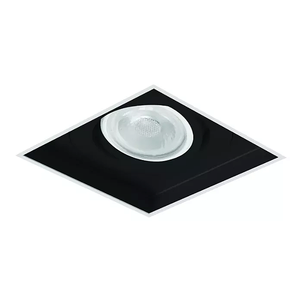 Spot de Embutir Preto Fosco Sura No Frame Quadrado PAR20 13x13x13cm Alumínio.