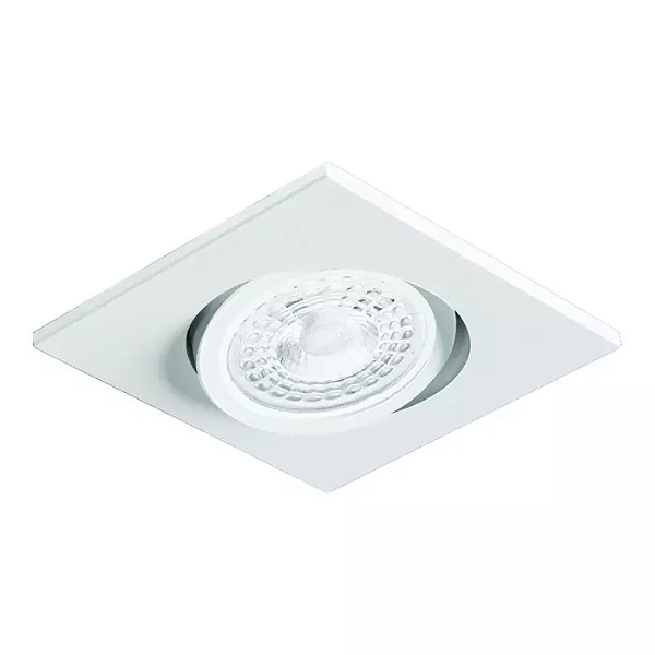 Spot de Embutir Branco Fosco Nuru Quadrado Facho Orientável Dicroica PAR16 8,6x8,6x6,7cm Alumínio.