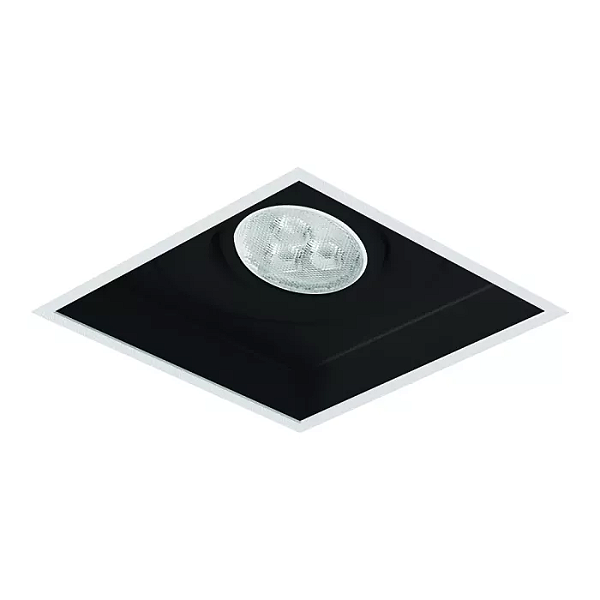 Spot de Embutir Preto e Branco Fosco Sura No Frame Quadrado Mini Dicroica 9x9x7,6cm Alumínio.