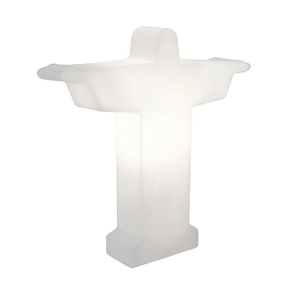 Luminária Cristo Redentor 53x52x10cm Polietileno Branco.
