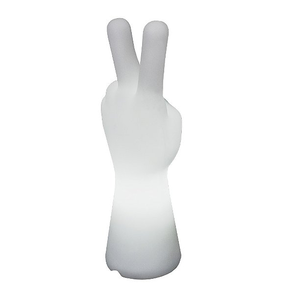 Luminária Mão Paz e Amor 32x11x11cm Polietileno Branco.