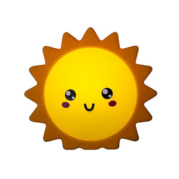 Luminária Sol Kawaii 23x27x14,5cm Polietileno Amarelo e Laranja.