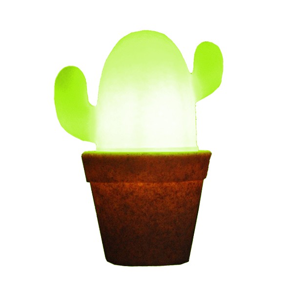 Luminária Cactus 22x17x13cm Polietileno Verde e Marrom.