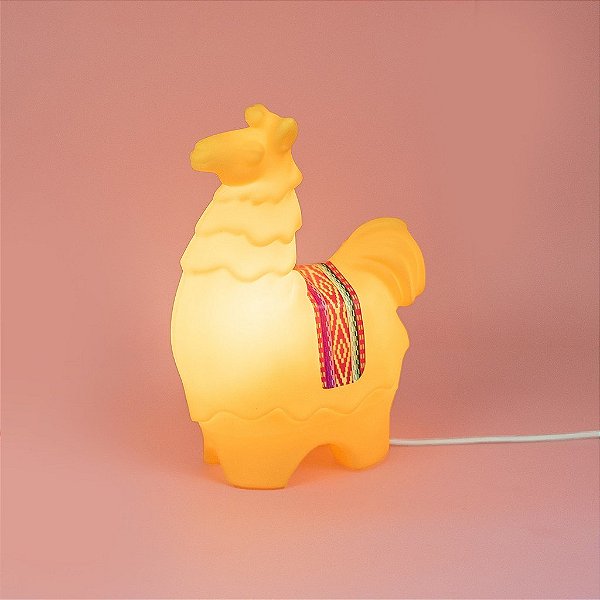 Luminária Lhama 30,5x13x23cm Polietileno Amarelo.