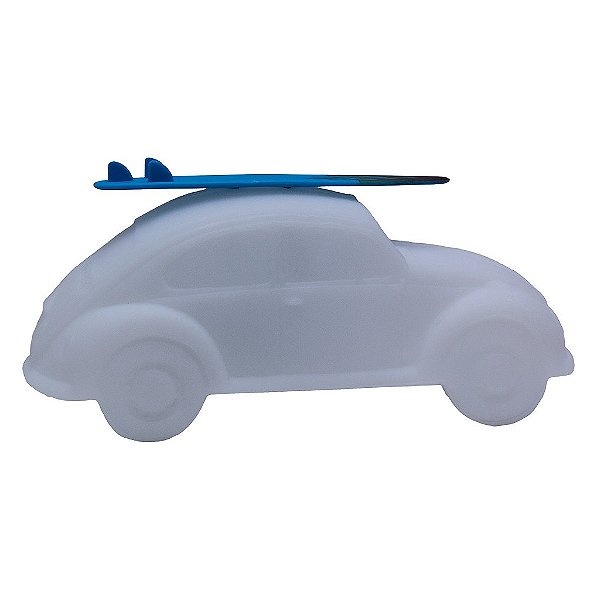 Luminária Fusca Com Prancha 15,5x13x30,5cm Polietileno Branco e Azul.