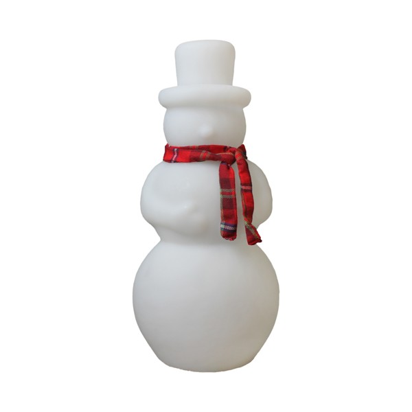 Luminária Boneco de Neve Ø13x35,5cm Polietileno Branco e Verde.