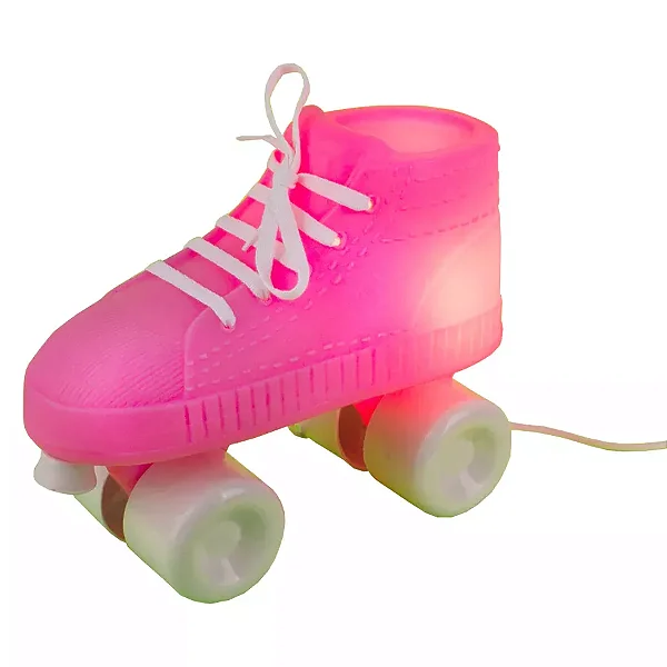 Luminária Patins 25x13,5x25cm Polietileno Rosa e Branco.