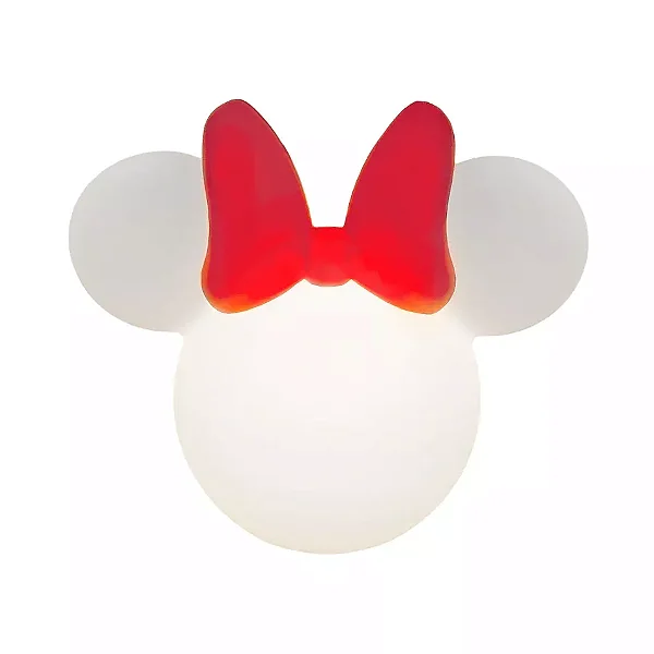 Luminária Minnie Clean 28x32,5x19,5cm Polietileno Branco e Vermelho.