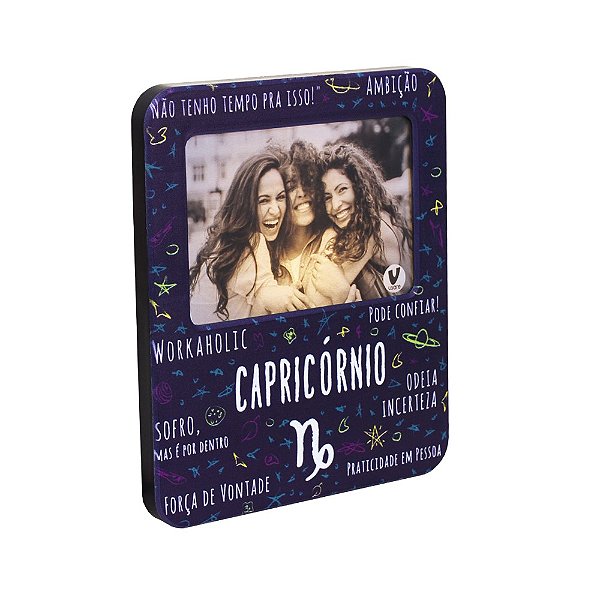 Luminária Porta Retrato Signo Capricórnio 22,5x19,5x8cm Polietileno Azul e Branco.