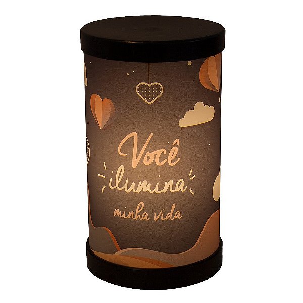 Luminária de Mesa Lumi Você Ilumina a Minha Vida 27xØ14,5cm Polipropileno Preto.