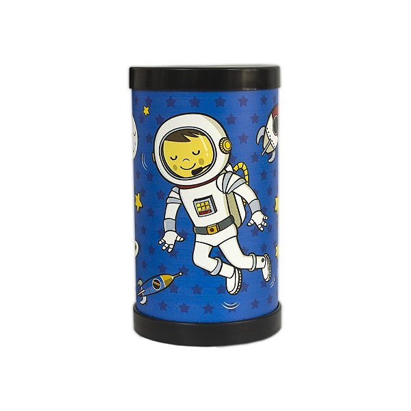 Luminária de Mesa Lumi Astronauta 27xØ14,5cm Polipropileno Azul e Branco.